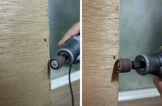 드레멜 3000을 이용해서 아주 쉽게 거친 부위를 정리하는 모습.