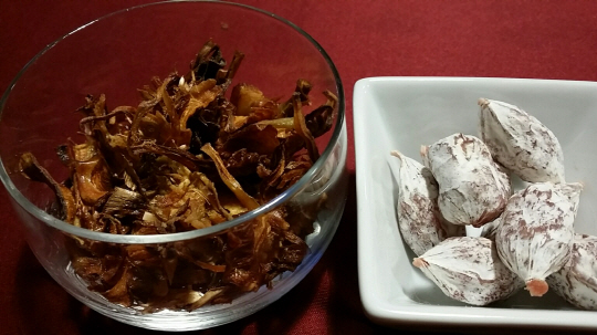 바이스 요브레갓 농업공원의 농작물로 만든 요리.