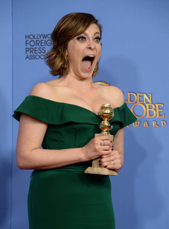 Actress Rachel Bloom, winner of the award for Best Performance by an Actress in a Television Series - Musical or Comedy for 'Crazy Ex-Girlfriend' appears backstage during the 73rd annual Golden Globe Awards at the Beverly Hilton Hotel in Beverly Hills, California on January 10, 2016. Photo by Jim Ruymen/UPI