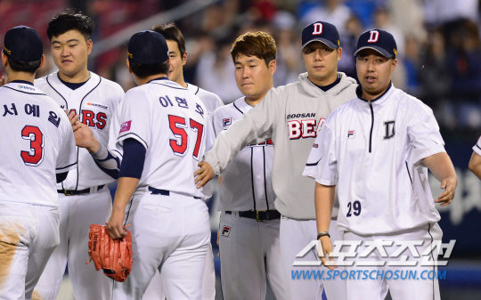 [포토] 두산 양의지-장원준 