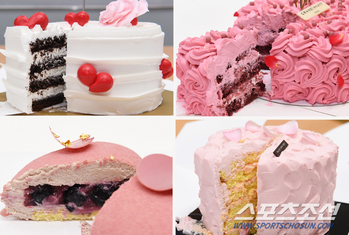 평소 호텔 시즌 케이크의 명가로 이름을 떨쳐온 곳들 답게 모두 특별히 공을 들여 맛과 멋, 두마리 토끼를 다 잡았다는 평을 받았다. 왼쪽 위부터 시계방향으로 조선호텔, 하얏트호텔, 신라호텔, 콘래드호텔 케이크. 송정헌 기자 songs@sportschosun.com