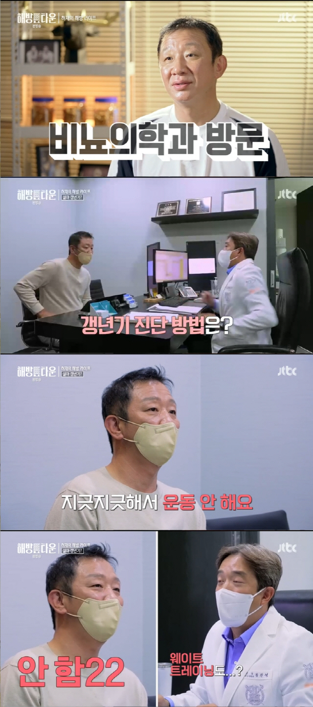 "갱년기 인정, 성욕 관련 자존심 상해" 허재, 남성호르몬 평균 미달에 속상 [SC리뷰] ('해방타운')