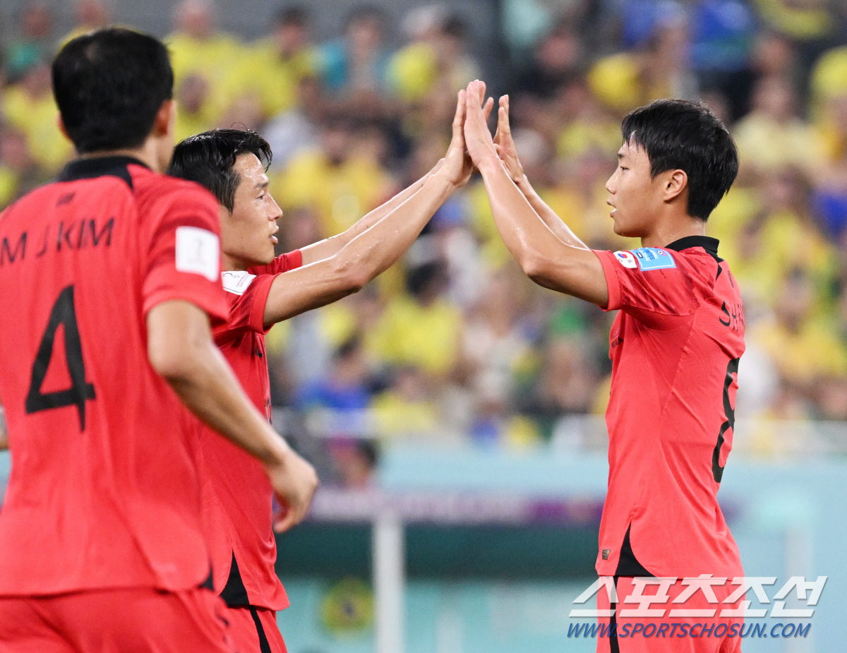 6일 오전(한국시각) 카타르 도하 스타디움974에서 대한민국과 브라질의 16강전이 열렸다. 후반 첫 번째 골을 넣은 백승호. 도하(카타르)=송정헌 기자songs@sportschosun.com/2022.12.06/
