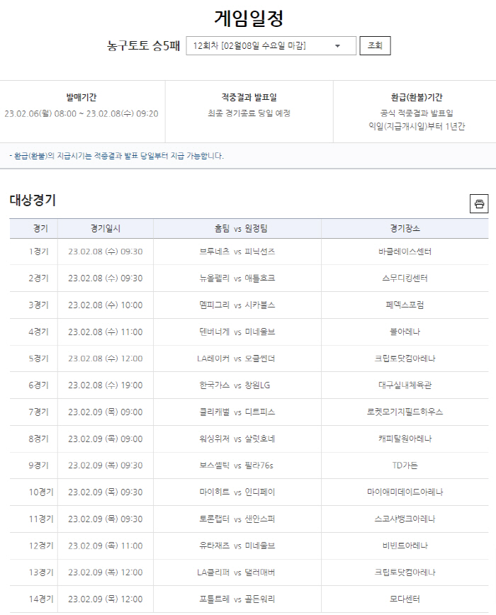 [토토]NBA LA레이커스-오클라호마전 대상, 농구토토 승5패12회차 발…