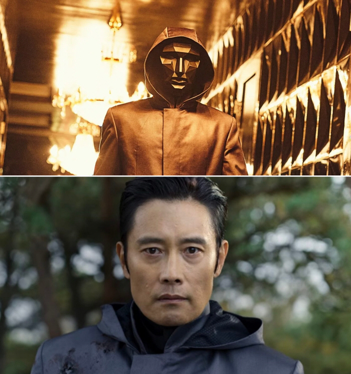 [SC이슈] "진행요원 된 이정재→프론트맨 이병헌 정체 공개"…'오징어 …