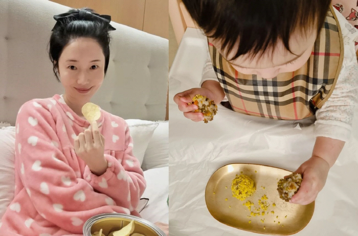 이정현 딸, '명품 턱받이'로 폭풍 먹방…'이유식 정체기' 제대로 극복