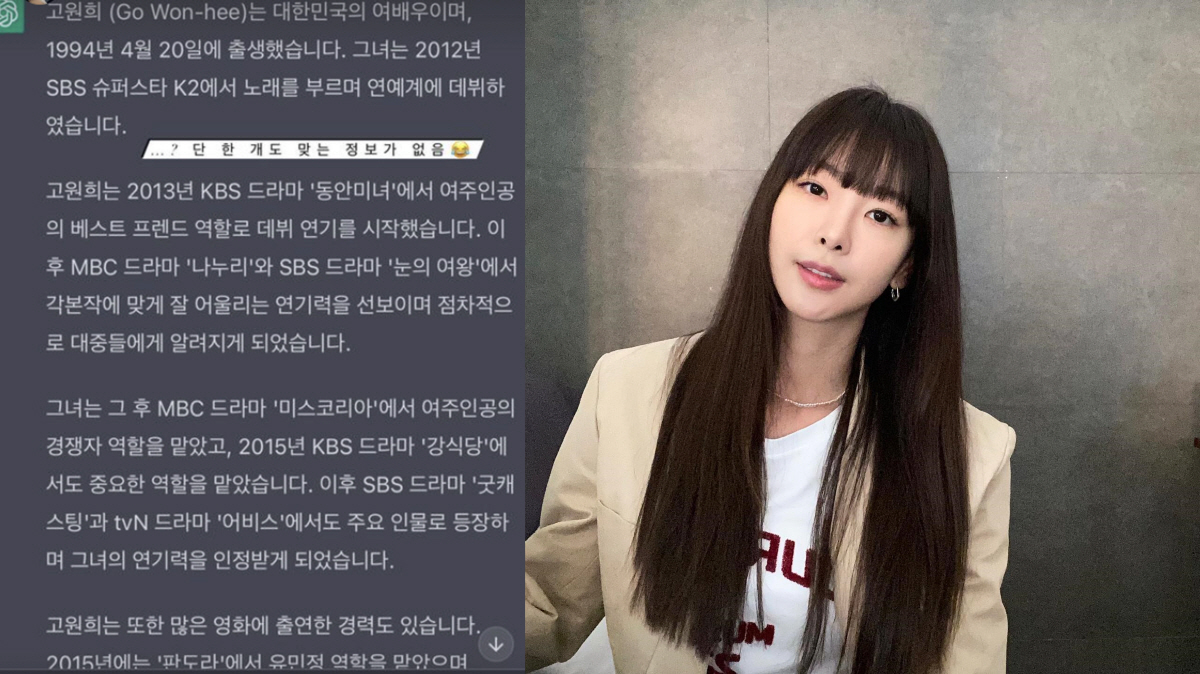 고원희, 챗GPT에 돌려봤더니…"단 한개도 맞는 정보가 없음"