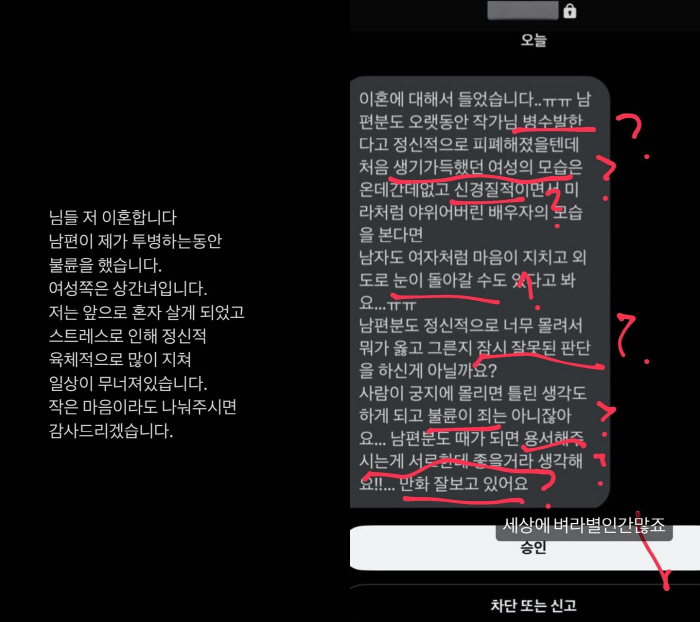 웹툰작가 안나래, 이혼 알렸다 "암 투병 중 남편이 불륜 저질러"