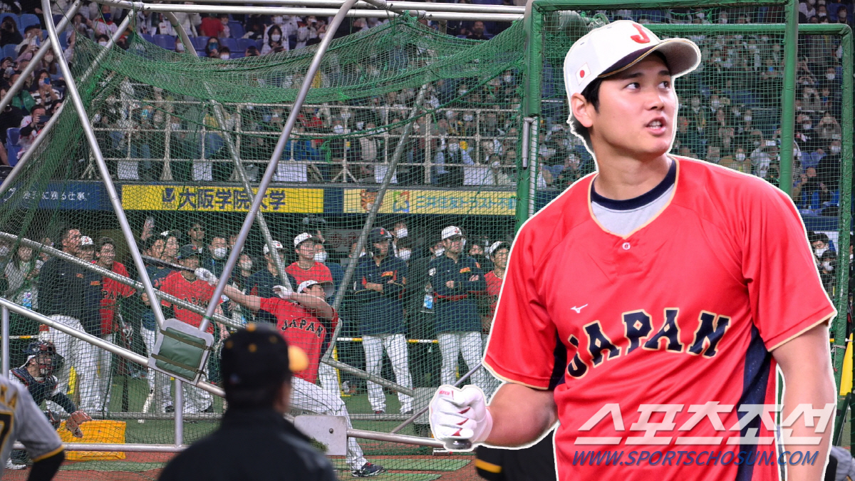 '괴물 맞네!' 후끈했던 오타니의 경기 전 훈련, 무릎쏴로 홈런 폭발..…