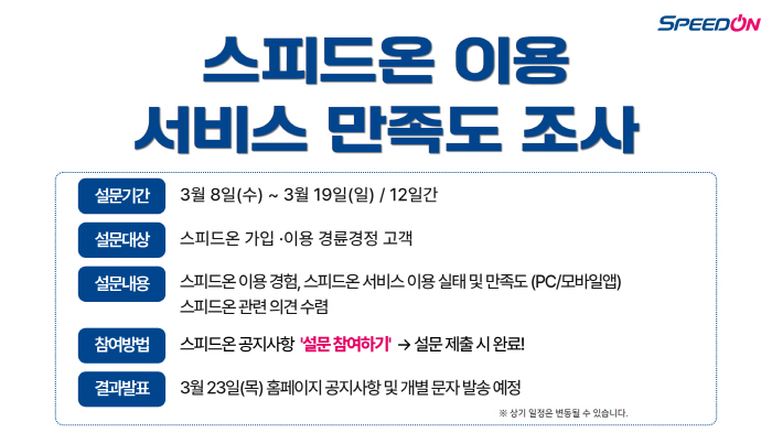<경륜경정> 스피드온 이용 편의성 향상 위한 설문조사 시행