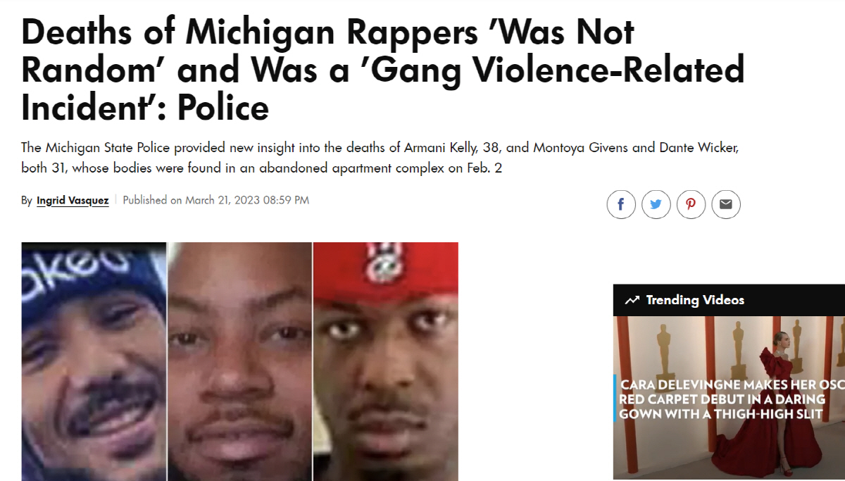 美 유명래퍼 3명 살인사건, '무작위 범행' 아닌 "갱단 범죄"