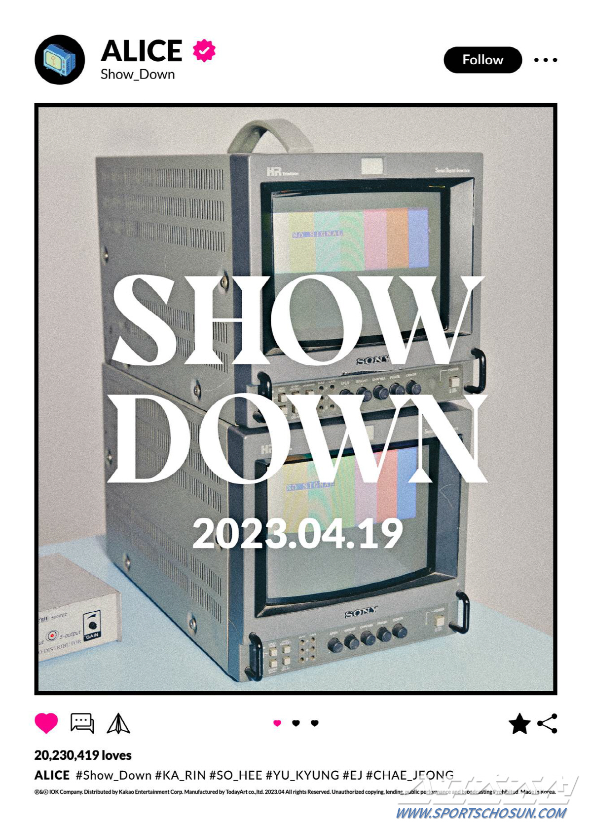 걸그룹 앨리스, 6개월 만에 컴백…19일 싱글 'SHOW DOWN' 공개