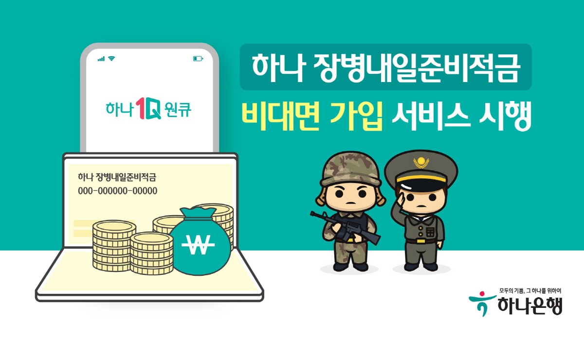하나은행, '하나 장병내일준비적금' 비대면 가입 서비스 시행