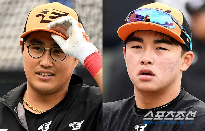 '타격폼 복사기' 채은성이 흉내내는 막내 문현빈..'어때 똑같지?'