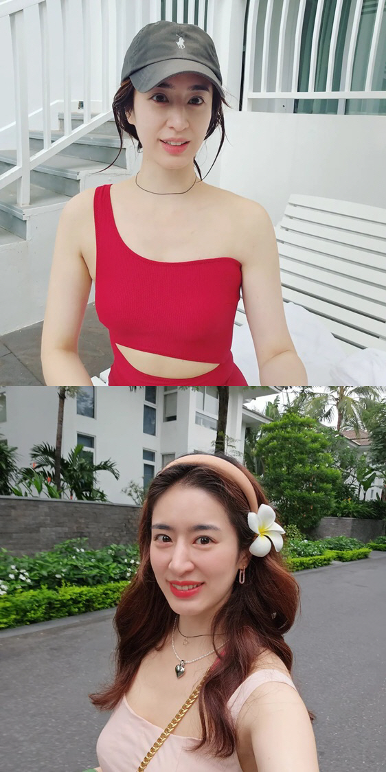민혜연, ♥주진모와 다낭갔나..절개 수영복 입고 '힐링 물놀이'