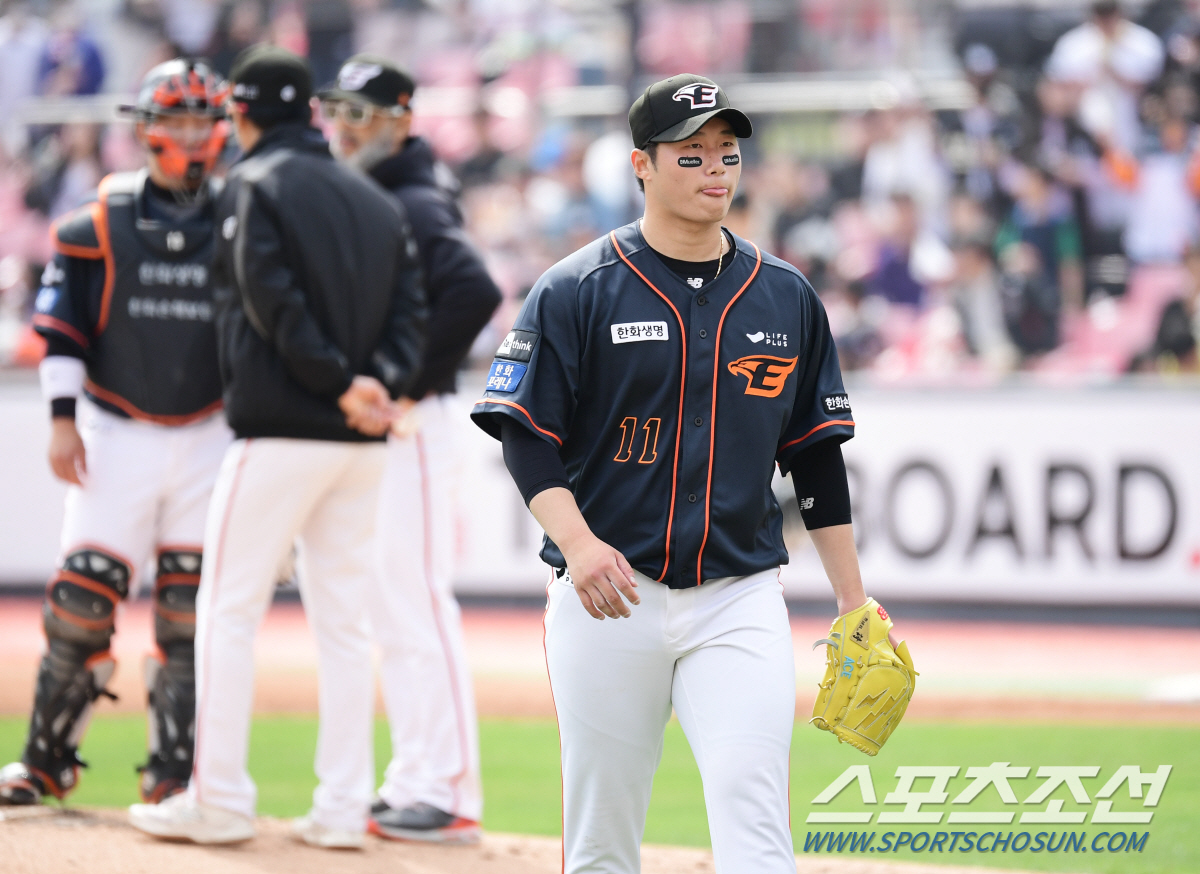 [수원현장]5일 전 5이닝 무실점 '인생투'했는데…한화 남지민 0.1이닝…