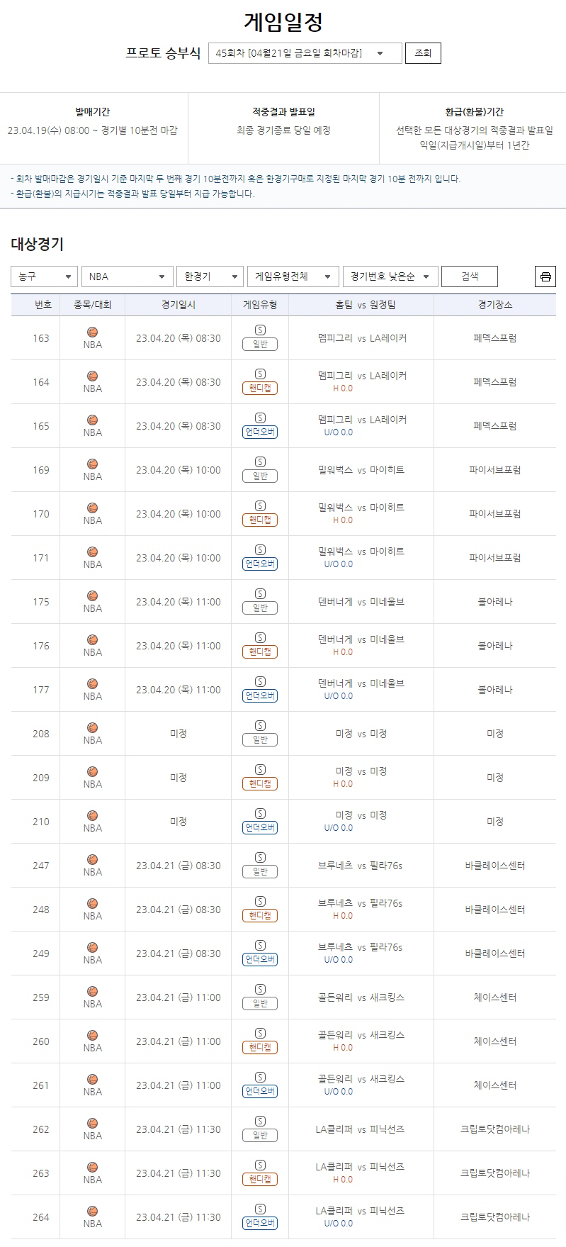 더욱 뜨거워지는 NBA PO 경기 대상 프로토 승부식 '한경기구매' 발매