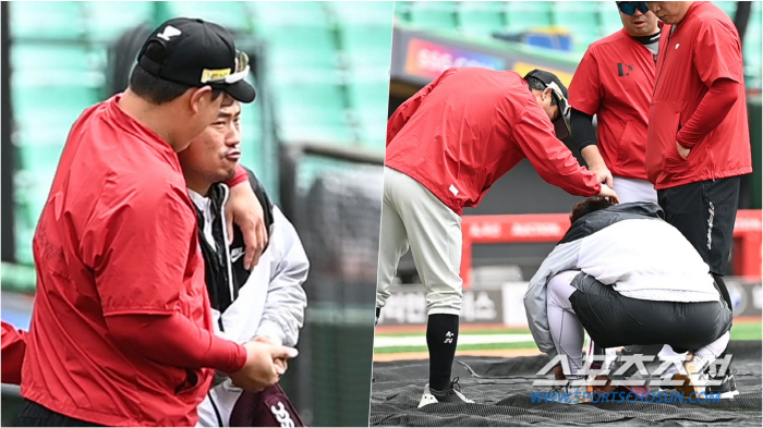 '헤드록에 두발 검사까지' 애정 가득 스킨십, 상대 코칭스태프도 빠져들게…