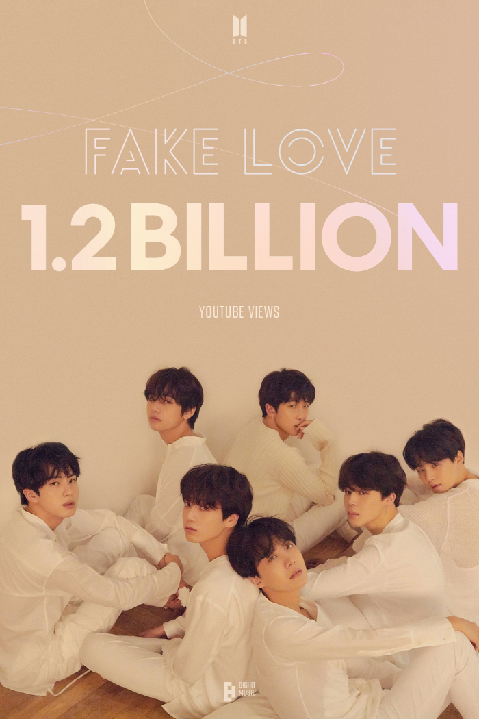 방탄소년단 'FAKE LOVE' 뮤직비디오, 12억뷰 돌파…통산 6번째 …