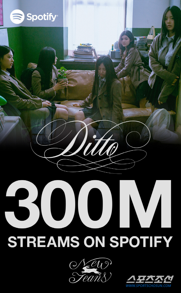 뉴진스 'Ditto', 스포티파이 3억 스트리밍 돌파…4세대 걸그룹 최초…