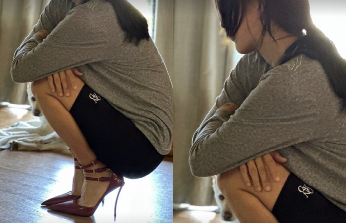 이효리만 가능한 '잠옷에 하이힐'…10cm 넘는 구두에도 '쪼그려 앉기'