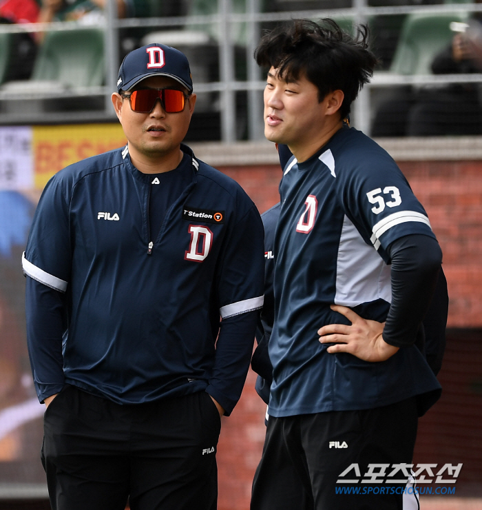 베어스 '양 듀오' 양의지+양석환...'보기만 해도 든든한 투 샷'