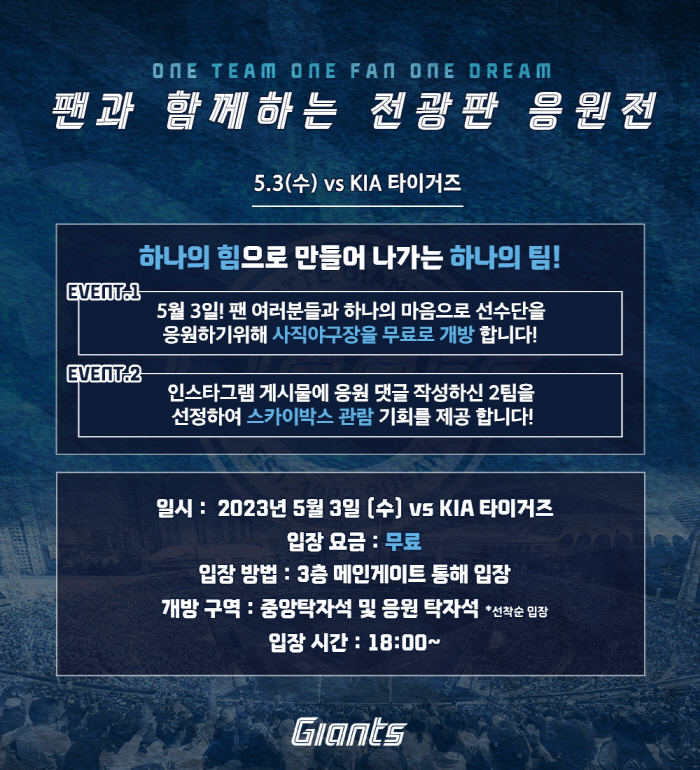 "10연승 기원!" 롯데, 팬과 함께하는 전광판 응원전 펼친다