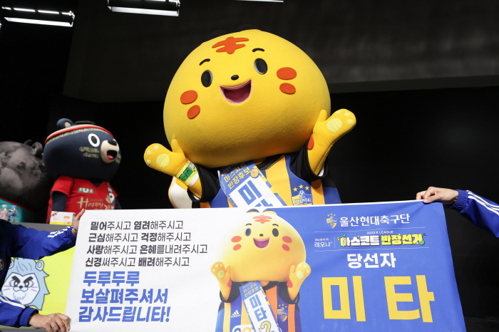 울산 마스코트 '미타', 3수 끝에 '마스코트 반장' 당선…'쇠돌이', …