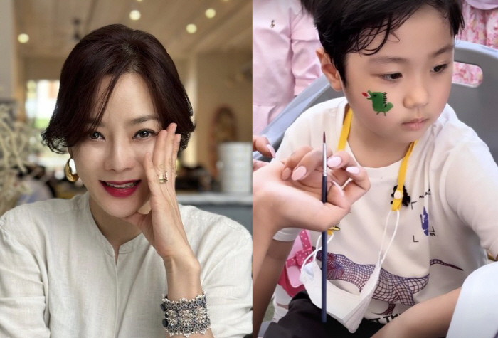 채림 아들, 크고 보니 엄마 닮아 '돋보이는 미모'…친구들 사이서 빛나