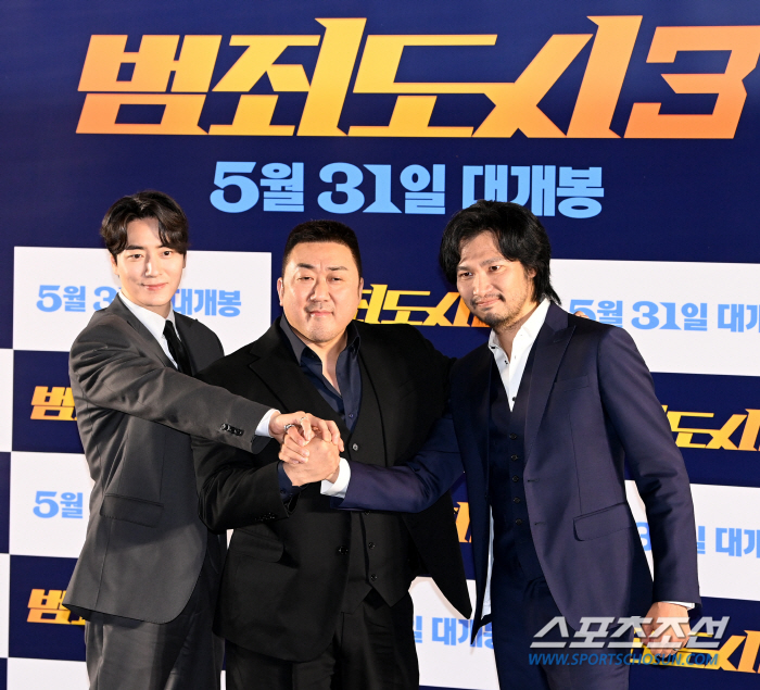 [SC현장] "무릎 연골 없지만"…'범죄도시3' 마동석, 묵직하고 통쾌한…