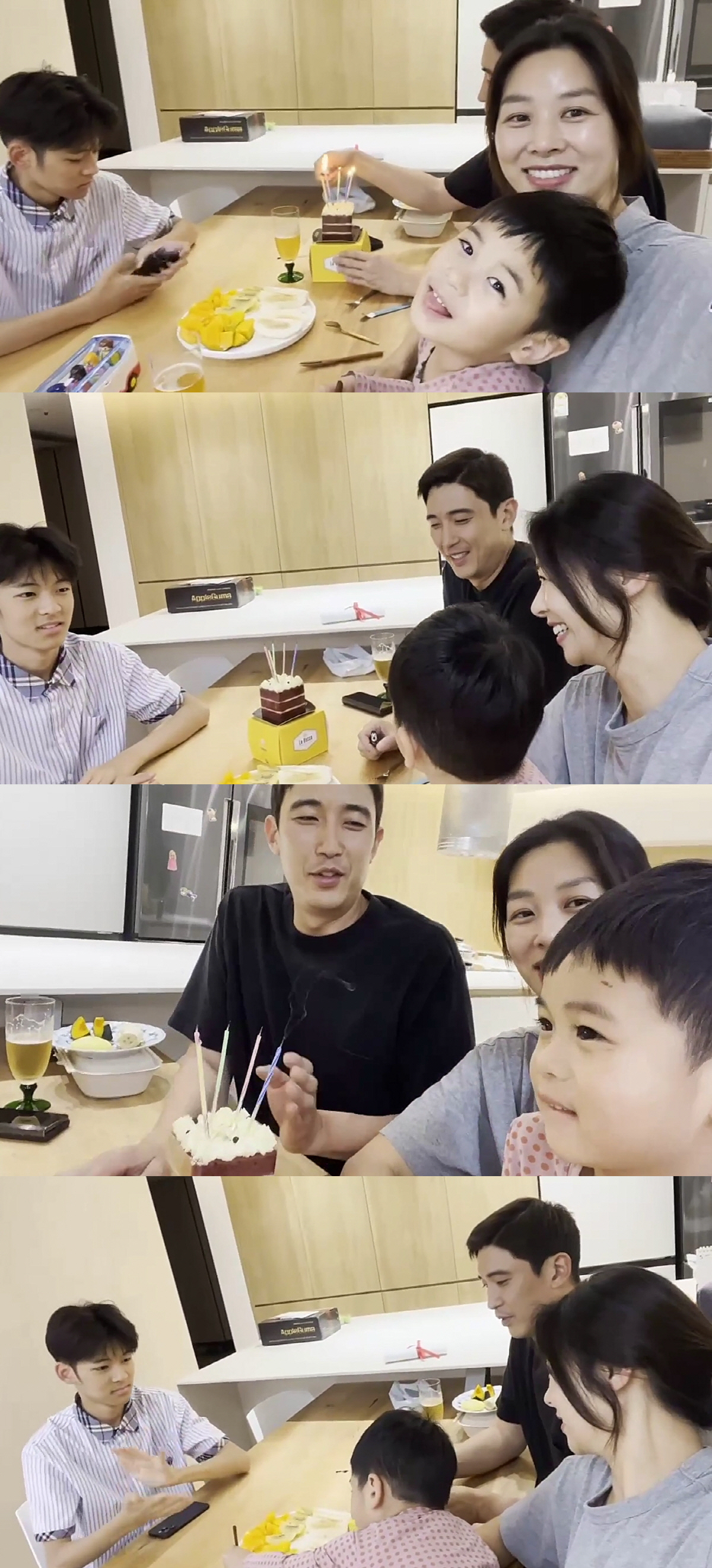 강경준♥장신영, 두 아들과 결혼기념일 파티..첫째 子 장난에 '화기애애'