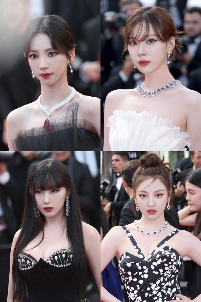 에스파, 칸 영화제 홀린 최초의 K팝 스타…'16억 목걸이'와 함께 반짝