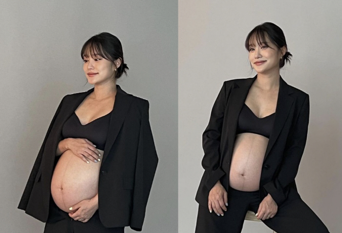 '8월 출산' 헤이지니, 브라톱만 걸친 만삭 화보…파격 비주얼