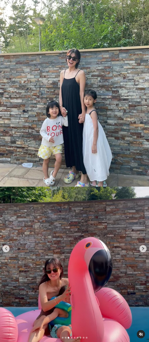 김성은, ♥정조국 없이 삼남매와 현실 물놀이 "독박육아 불 태웠다"