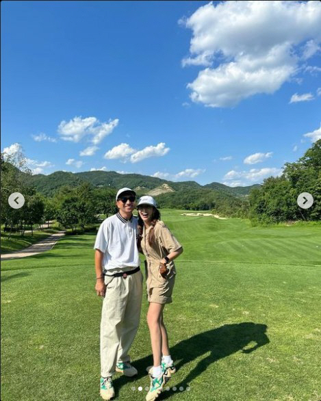 손담비♥이규혁, 라운딩서 대놓고 '뽀뽀'…매일 붙어다니는 '껌딱지 부부'