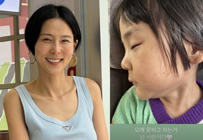 '마이큐♥' 김나영, 잠든 子에  "모래 묻히고 자는 거 넘 사랑이다♡"