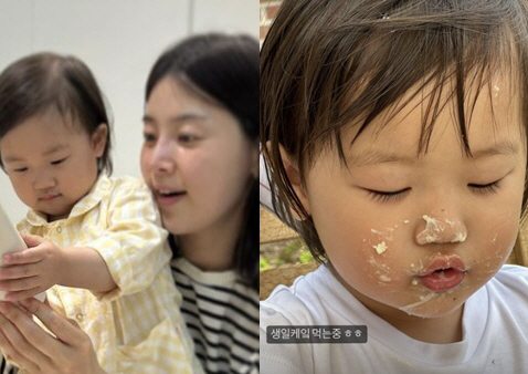 '한지혜♥검사 딸' 윤슬, '얼굴로 케이크 먹는' 귀여운 어린이 "생일 …