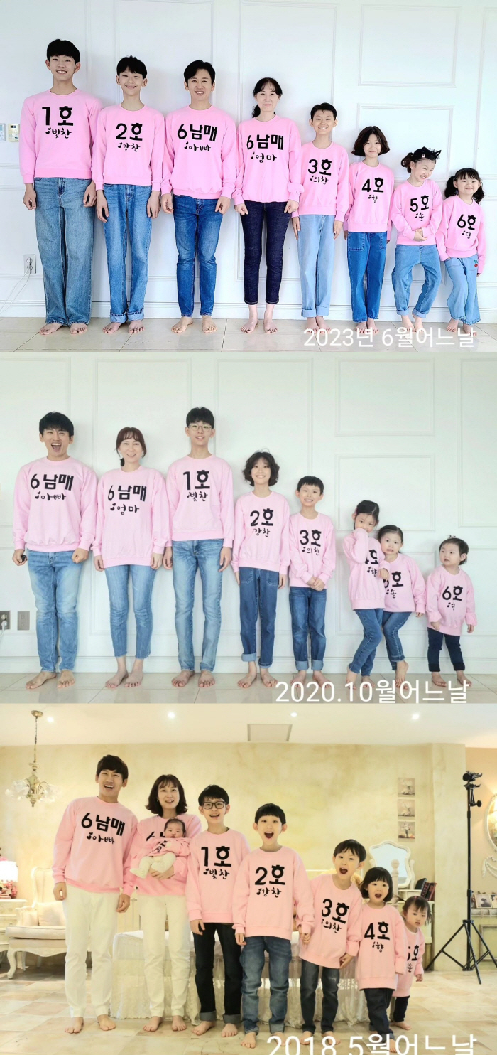 V.O.S 박지헌, 8인 대가족 사진...6남매 폭풍 성장에 "나도 크고…
