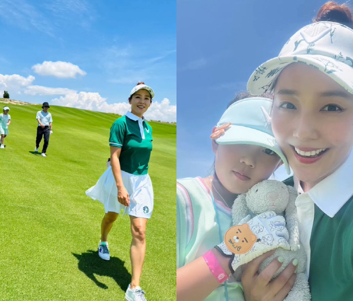 유진, 붕어빵 딸과 벌써 골프 라운딩..♥기태영도 함께 '비주얼 가족'