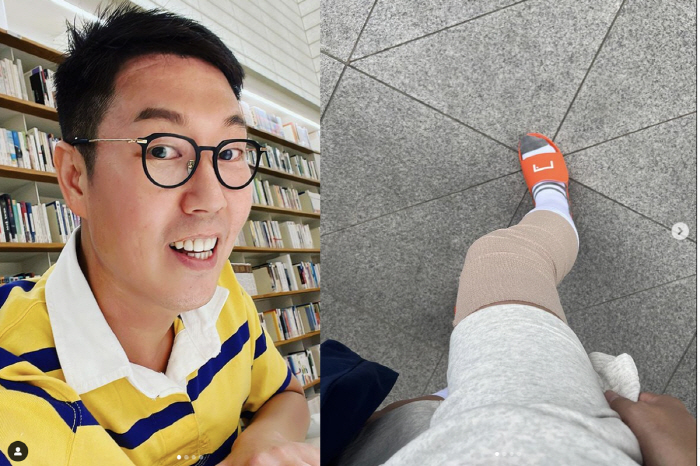 '50살' 김영철 '붕대감은 다리' 건강 이상 "무릎 연골 터지고 억장 …