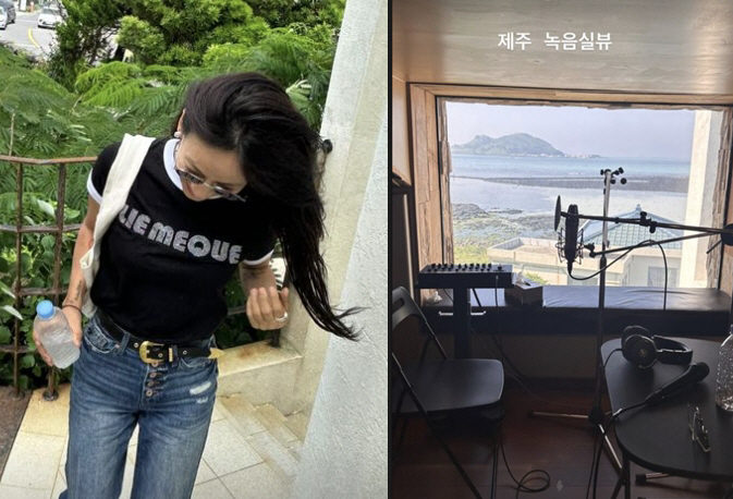 이효리, 작지만 호화로운 "제주 녹음실뷰"…커다란 창문에 '바다가 한가득…