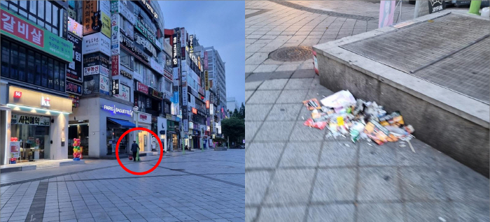 새벽 서현역 앞에서 홀로 거리를 치우던 시민…"나도 다음에 동참하겠다",…