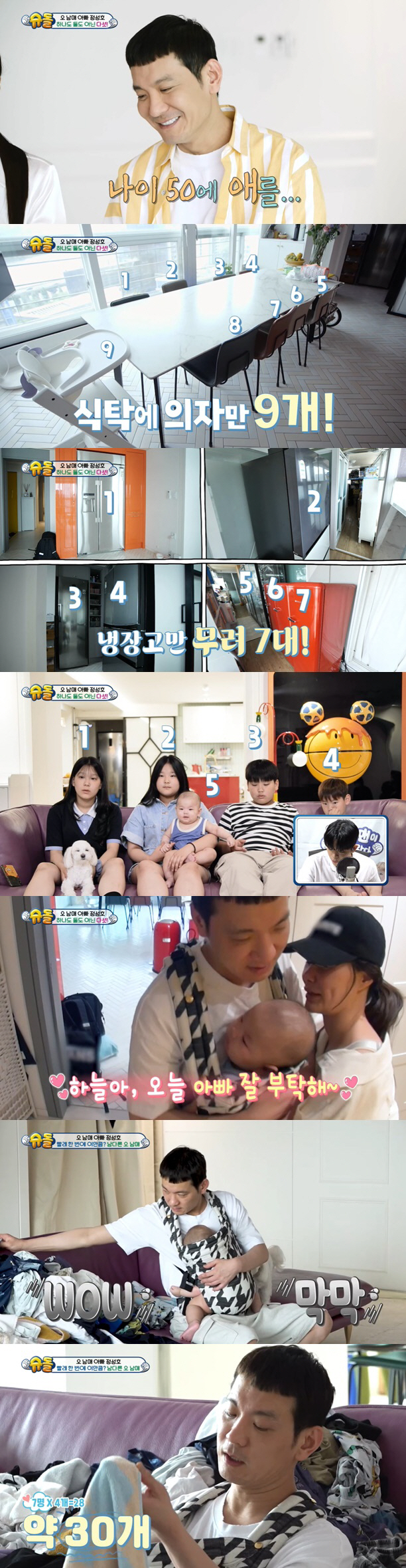 "냉장고 7개+이틀치 식비 20만원" 정성호, 5남매 클래스 "통장 날아…