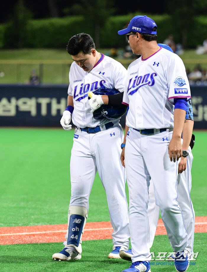 '삼성 초비상' 오재일, 햄스트링 8cm 손상…"복귀까지 4주"