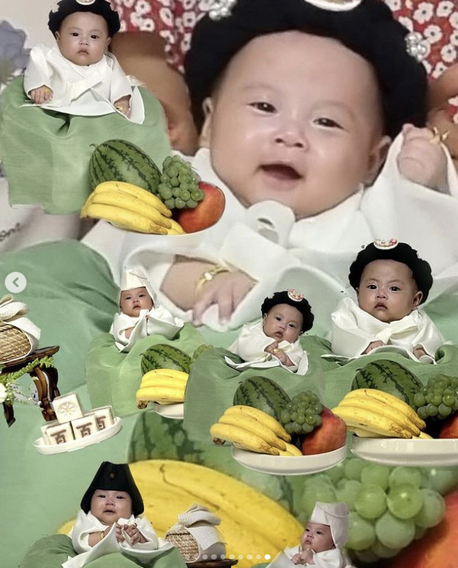 정담♥허니제이, 딸 100일 잔치에 민소매 입는 '힙한 부부'