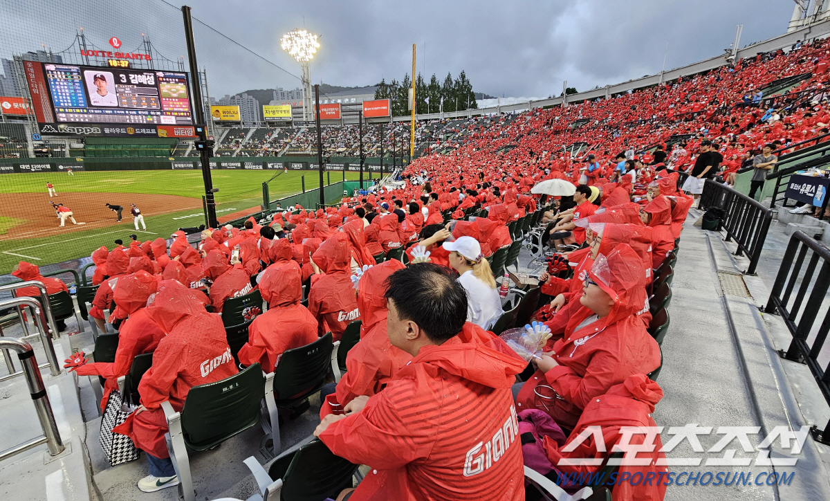 '4-4 동점' 사직 롯데-키움전, 폭우에 6회초 도중 경기중단 [부산현…