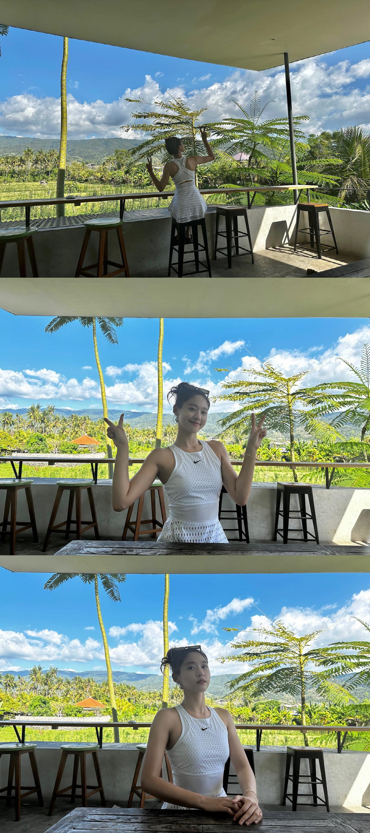 "팔이 운동선수 같아요"…설현, 보기만해도 시원 '건강미 넘치는 몸매'