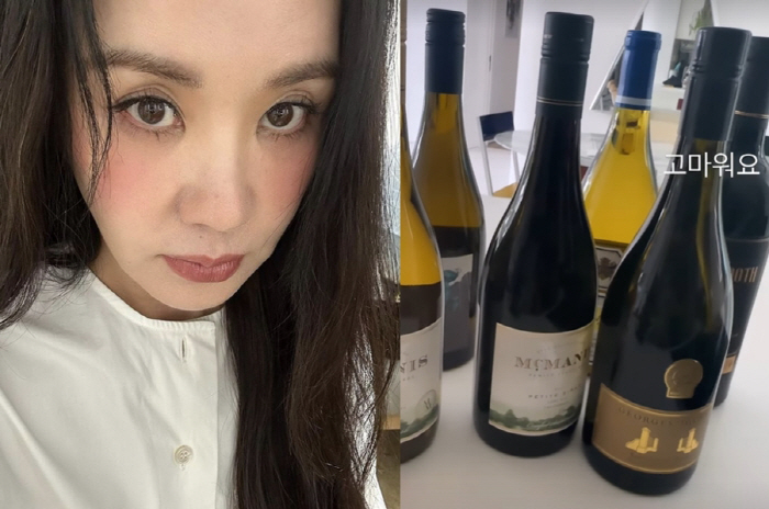엄정화, 와인에 파파야·꽃…주변지인들에게 '넘치도록 받는 사랑' "고마워…