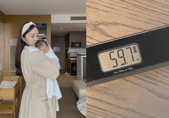 '득녀' 헤이지니, 출산 9일 만에 9kg 빠져…68kg→59kg 인증샷