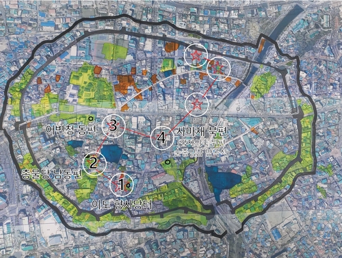 (제주=연합뉴스) 1914년 지적원도와 칠성대 추정위치 중첩도. 2023.8.20 [제주도시재생센터 제공, 재판매 및 DB 금지]